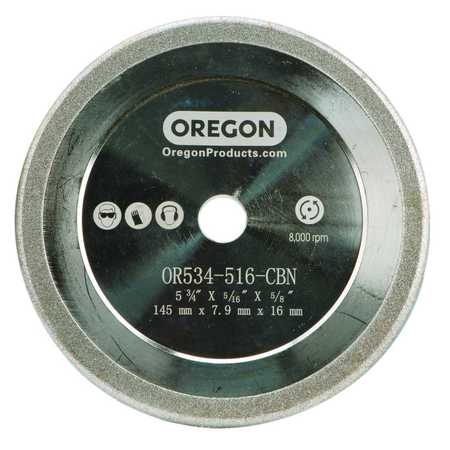 OREGON CBN Grinding Wheel, 5-3/4" X 5/16" X 5/8" OR534-516-CBN